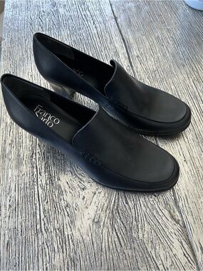 Franco Sarto Black Leather Slip-On Loafers